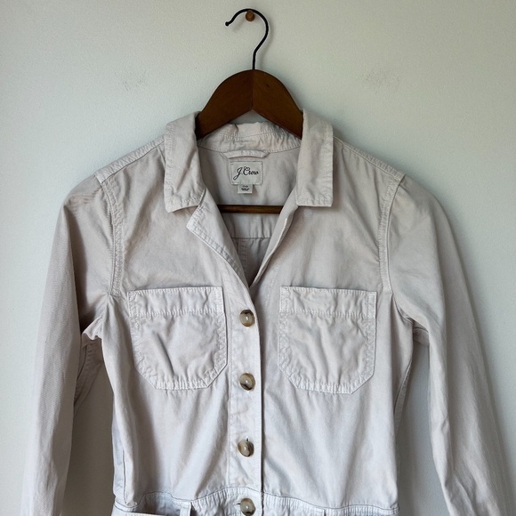JCrew Foundry Chino Short Coveralls Romper Jumpsuit in Stone - Size 00 - Picture 4 of 8